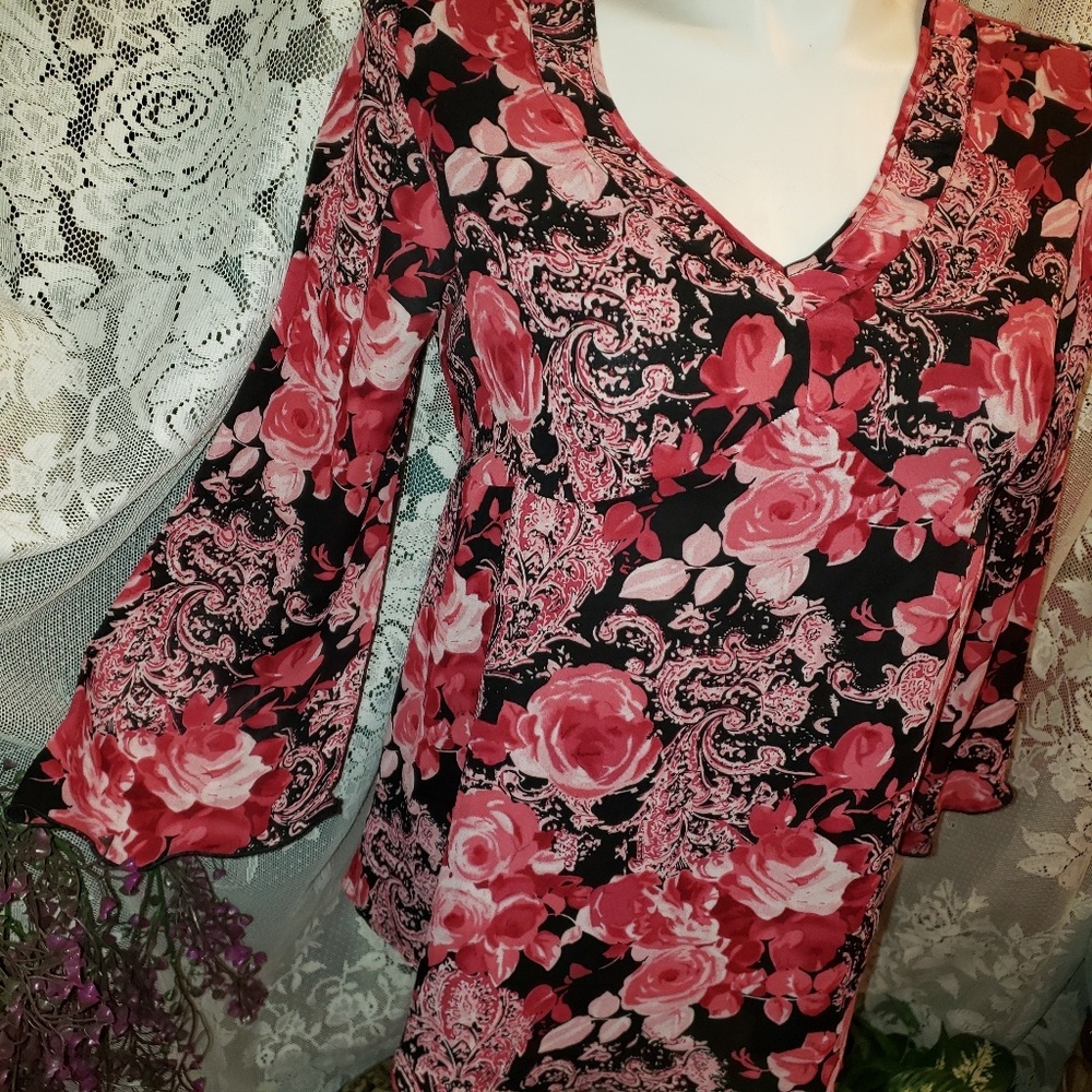 Maternity floral babydoll dress blouse v-neck top
